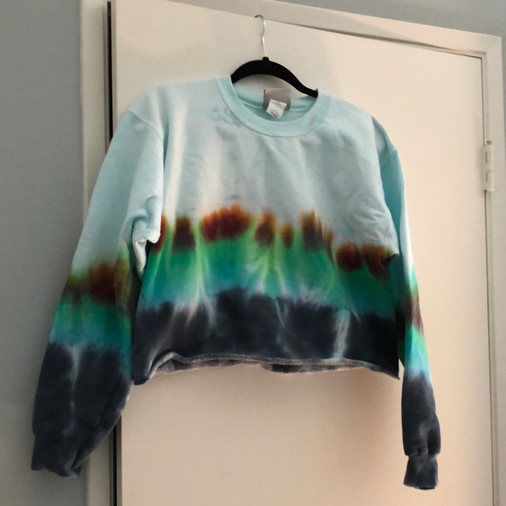 Hand tie-dyed, ultimate cotton, cropped sweatshirt